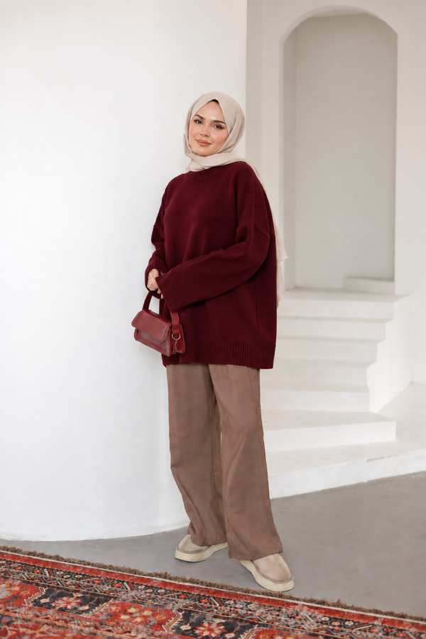 Hazel Triko Kazak - Bordo