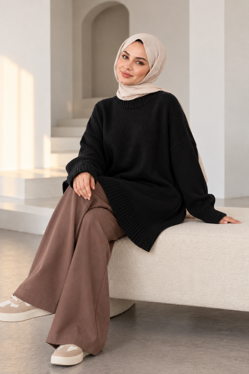 Hazel Triko Kazak - Siyah