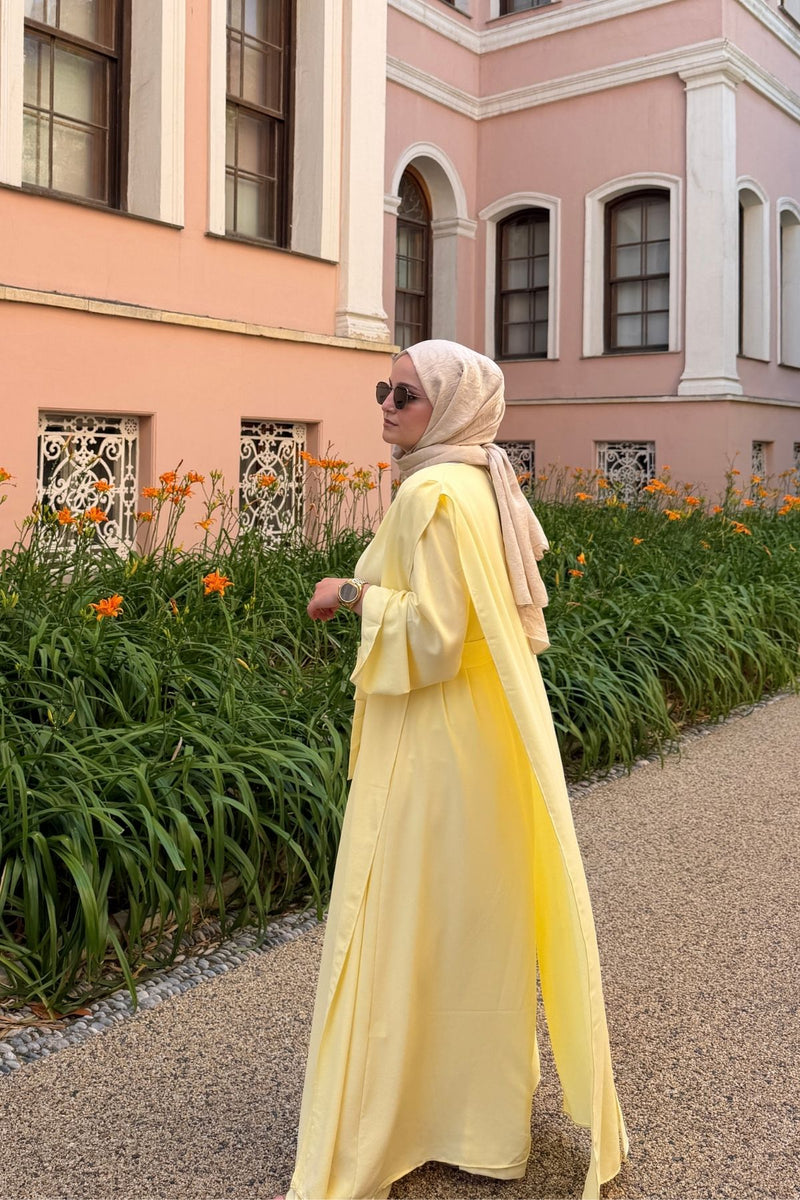 Hümay 2'li Abaya Set- Sarı