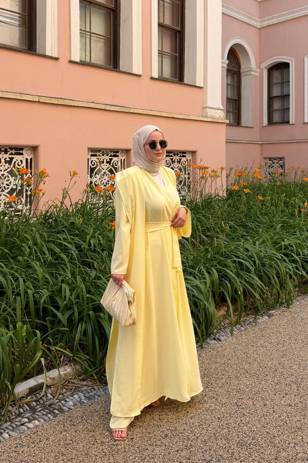 Hümay 2'li Abaya Set- Sarı