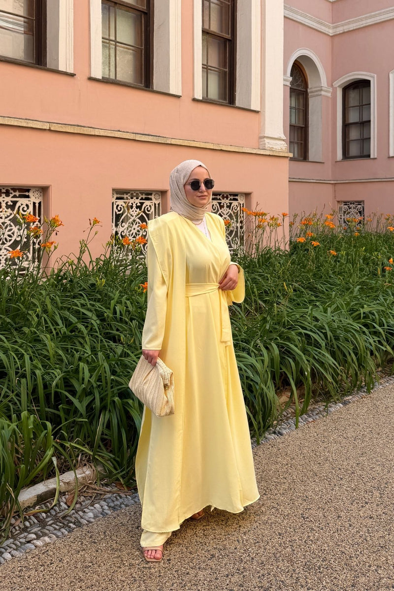 Hümay 2'li Abaya Set- Sarı