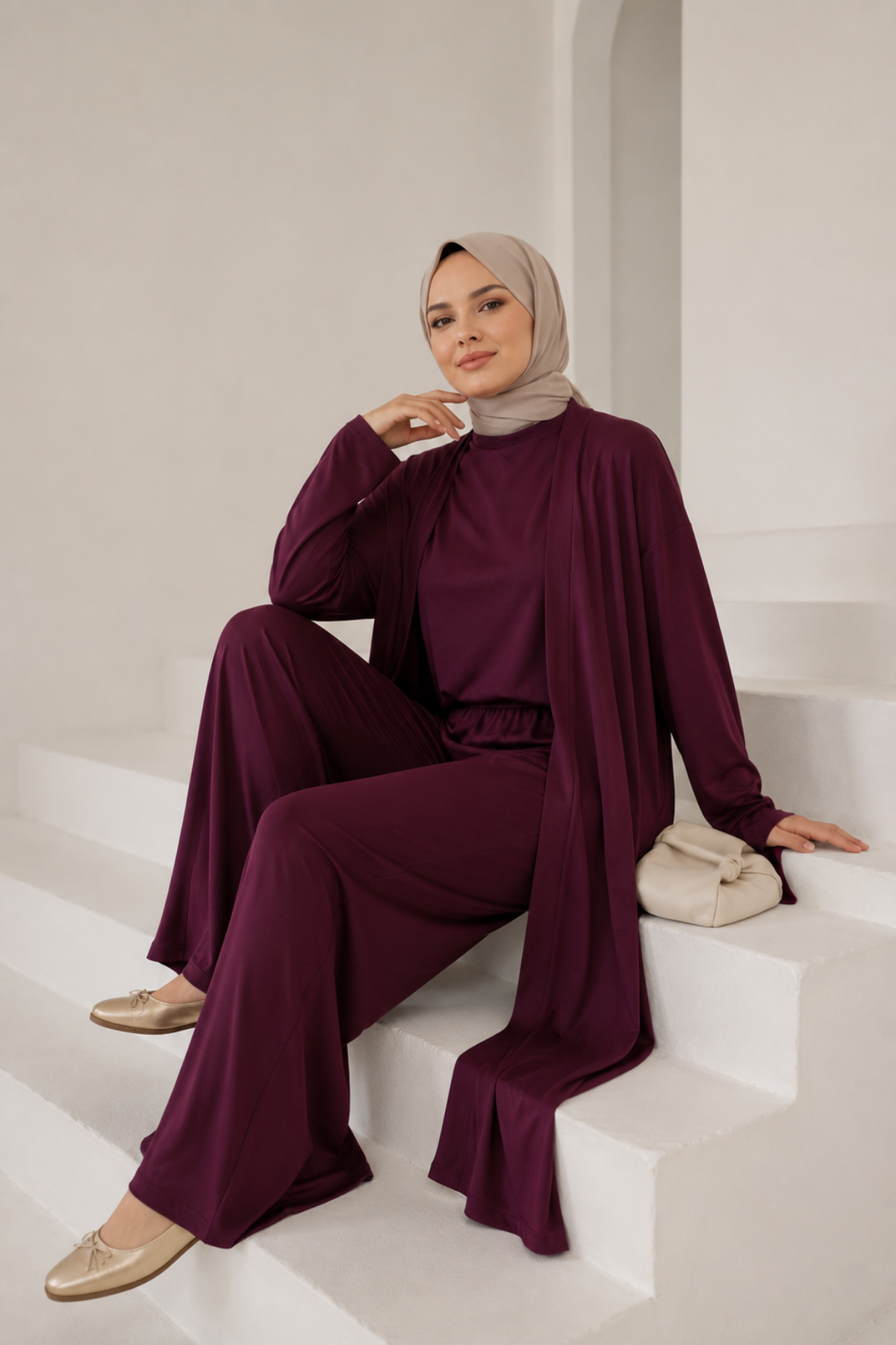 3'lü Marina Takım - Bordo
