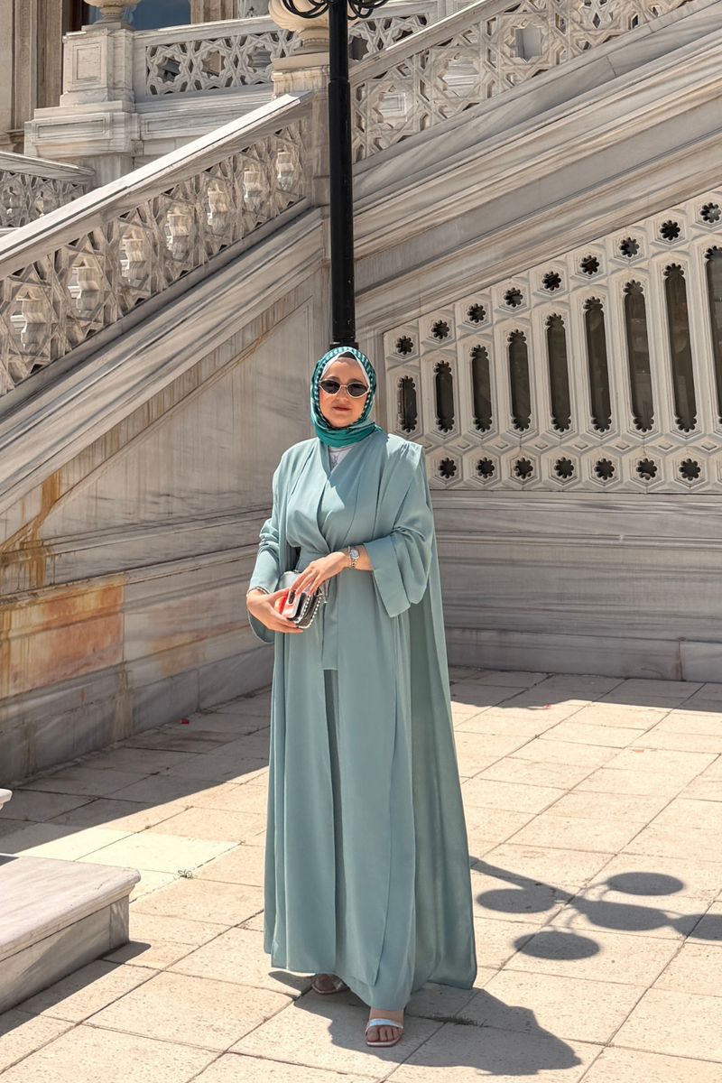 Hümay 2'li Abaya Set  -  Mint Yeşili