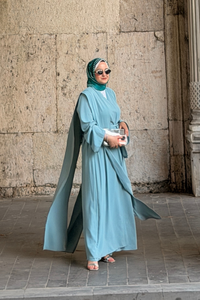 Hümay 2'li Abaya Set  -  Mint Yeşili
