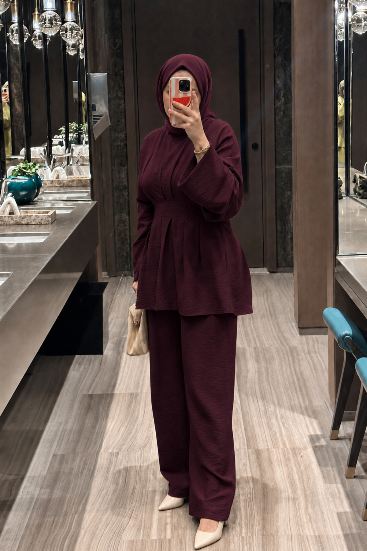 Avena Pileli Takım- Bordo