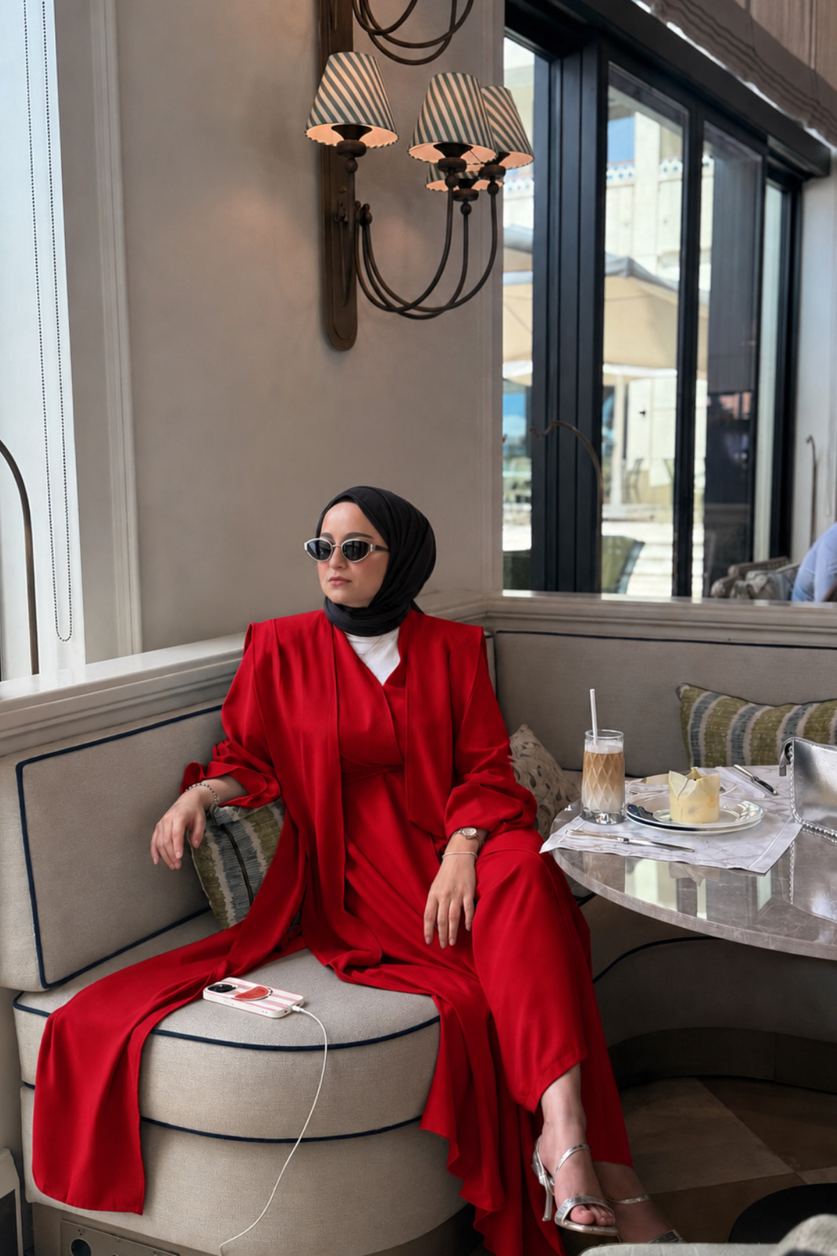 Hümay 2'li Abaya Set  -  Kırmızı