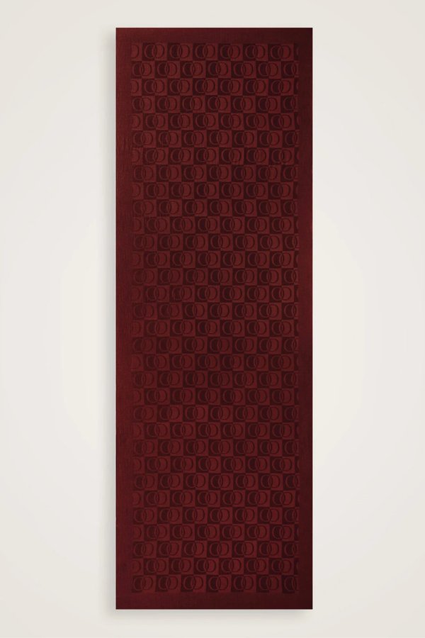 Monogram Pamuklu Desenli Şal-Bordo