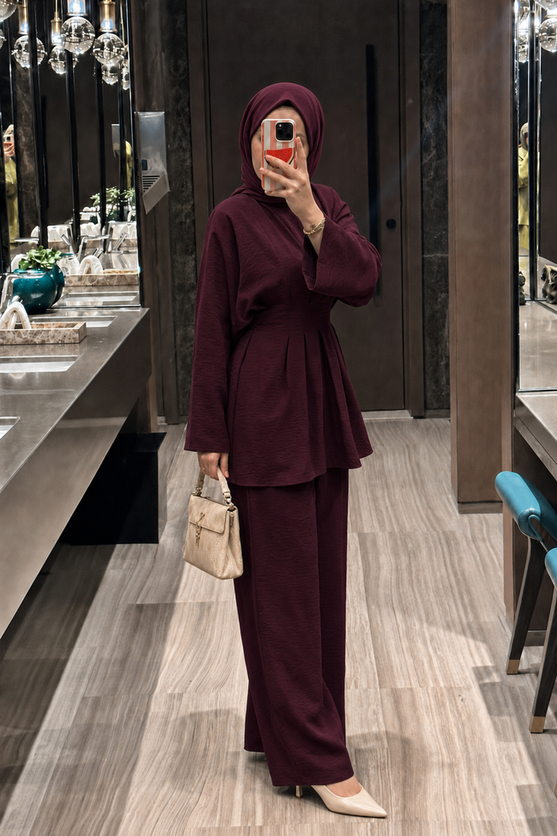 Avena Pileli Takım- Bordo