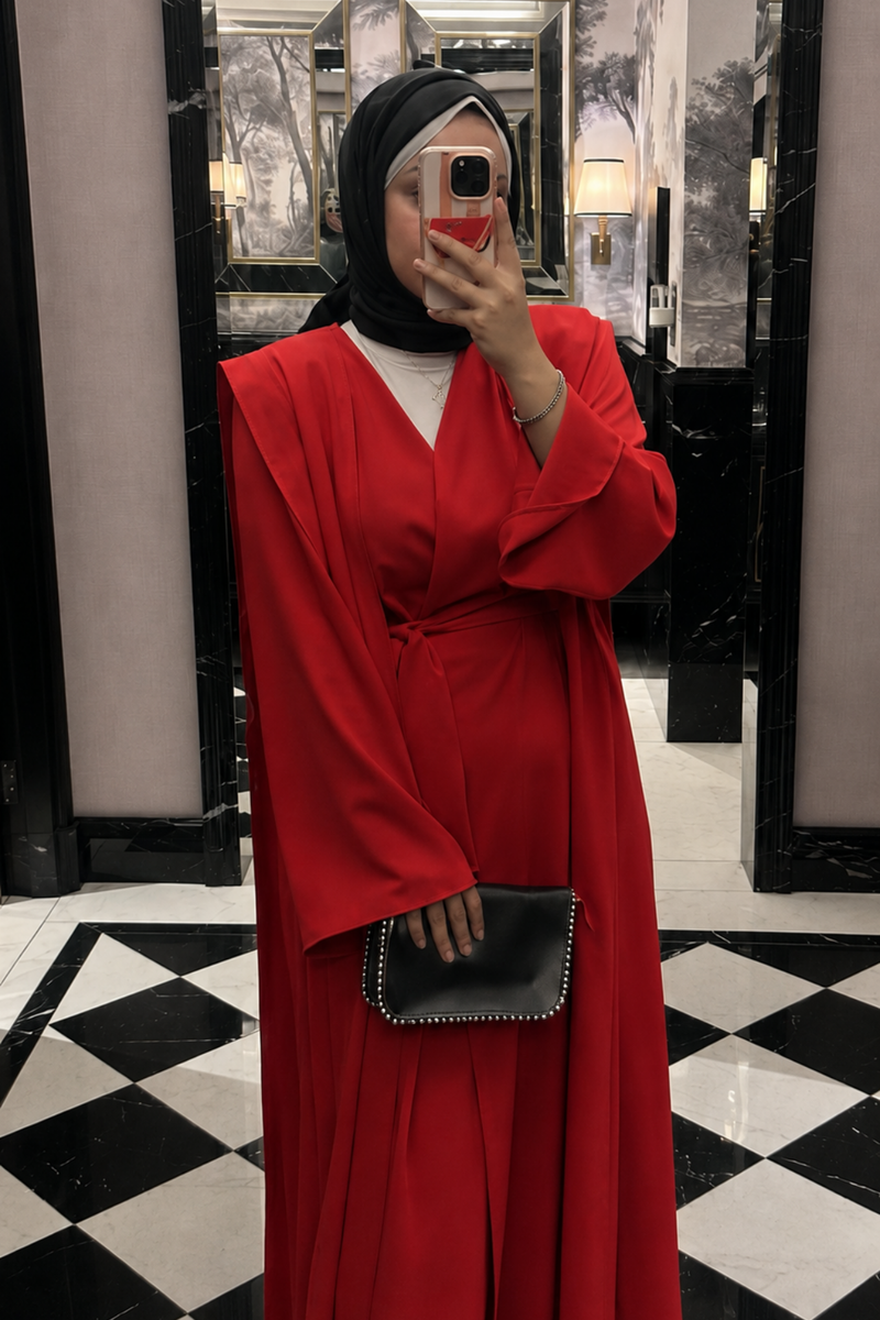 Hümay 2'li Abaya Set  -  Kırmızı