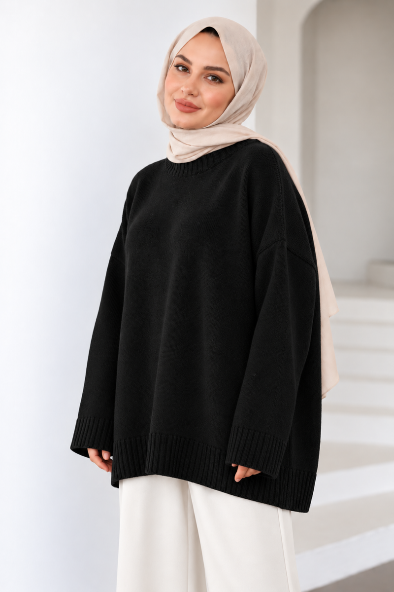 Hazel Triko Kazak - Siyah