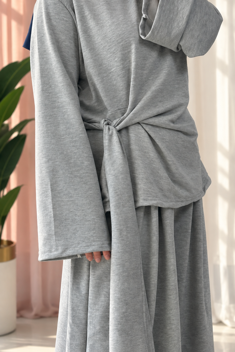 Belden Bağlamalı 2'li Sweat Pantolon Takım- Gri