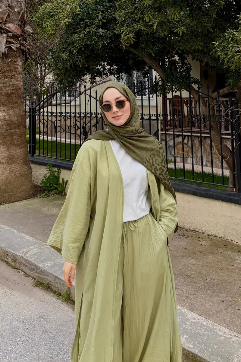 Ahsen Kimono Takım - Fıstık Yeşili