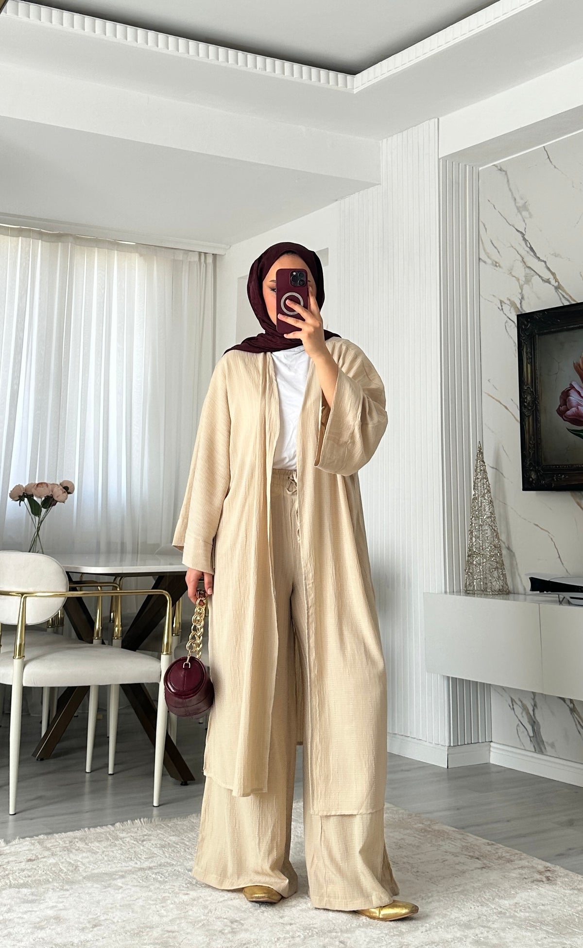 Ahsen Kimono Takım - Krem