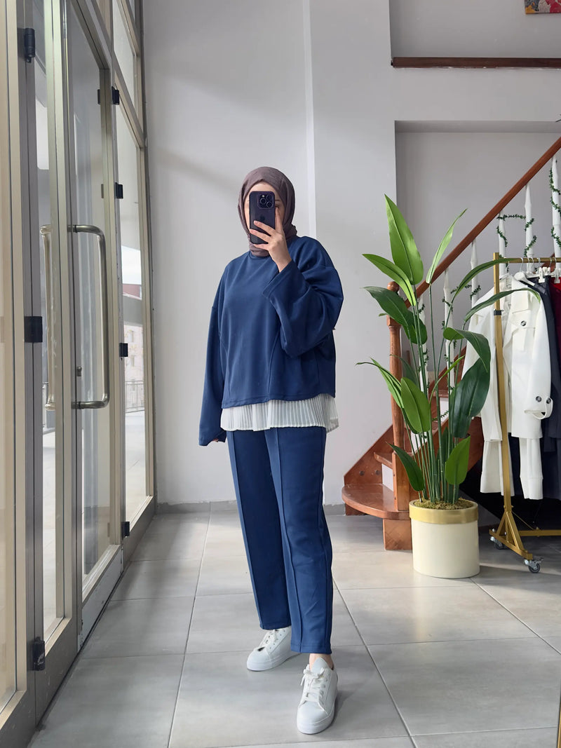 Fara Sweat Pantolon Takım - Mavi