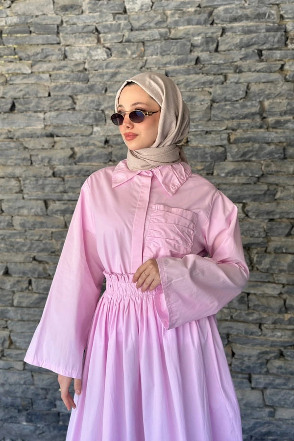 Seren Gömlek Etek Takım - Pembe