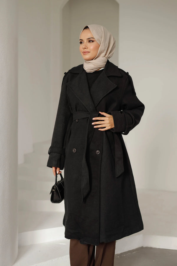 Massi Kaşe Kaban - Siyah