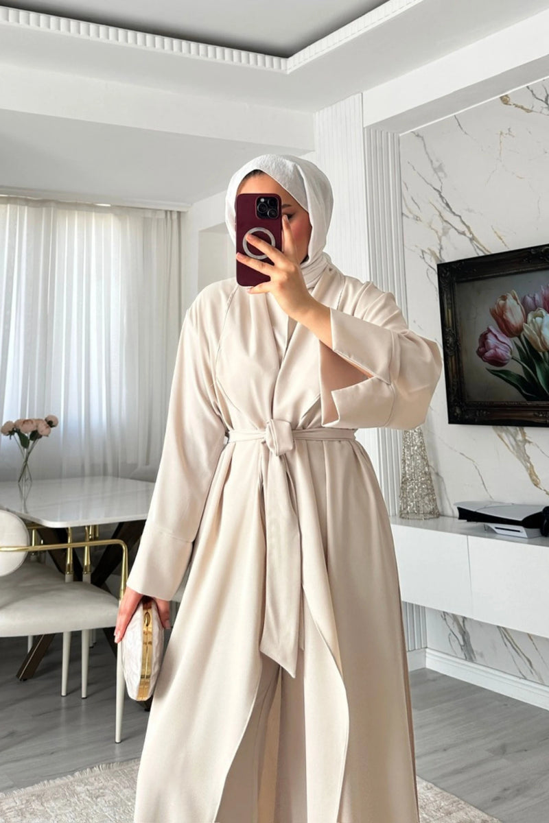 Noir 3'lü Abaya Set - Bej