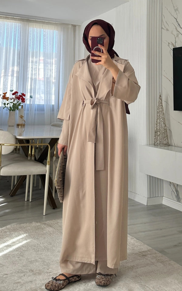 Adria 3'lü Abaya Set - Bej