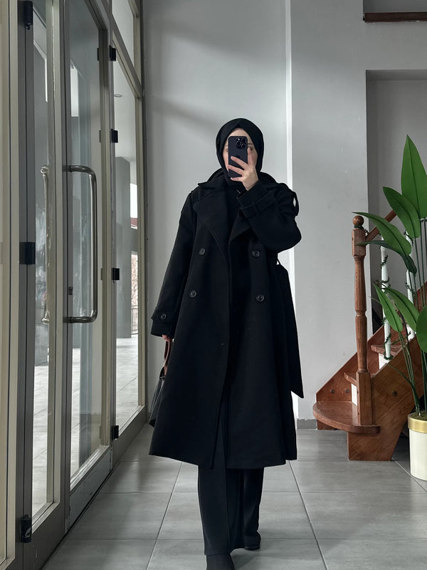 Massi Kaşe Kaban - Siyah