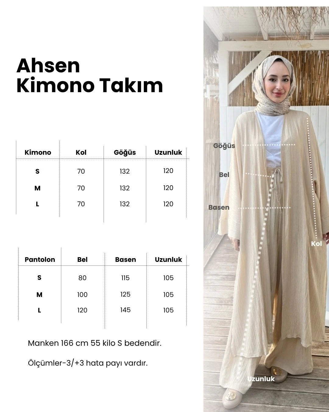 Ahsen Kimono Takım - Krem