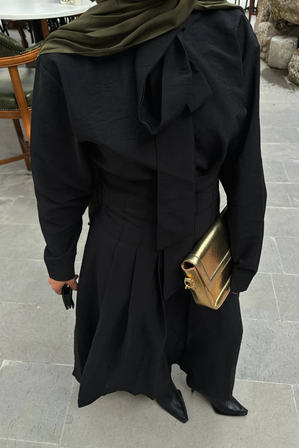 Hafsa Bluz Etek Takım - Siyah