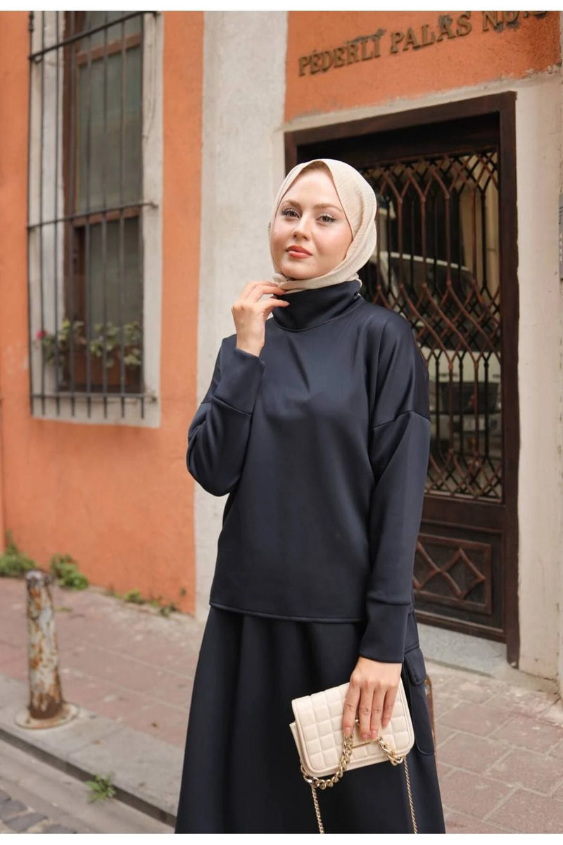Bella Skuba Etek Bluz Takım - Siyah