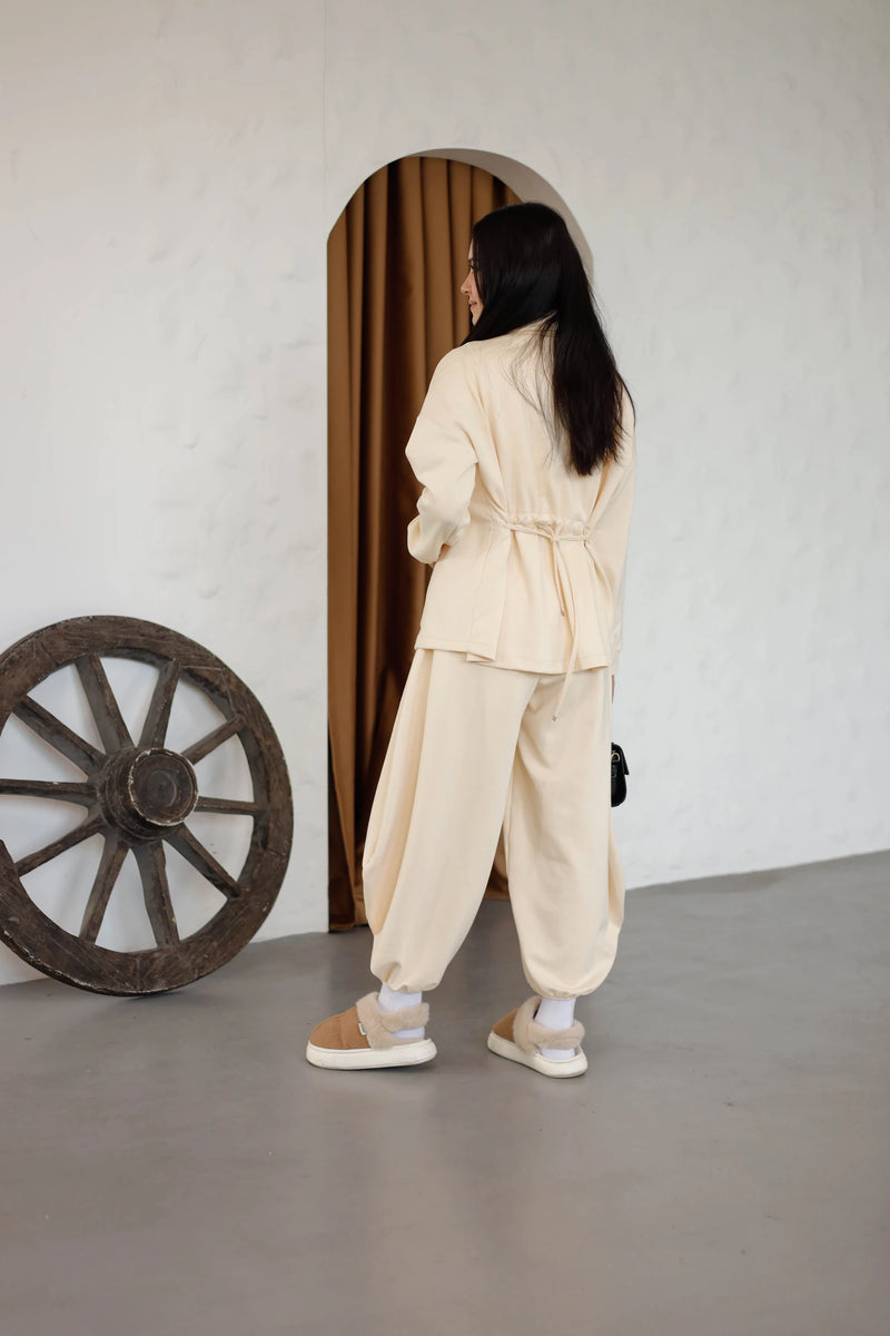 Bomber Sweat Takım – Krem