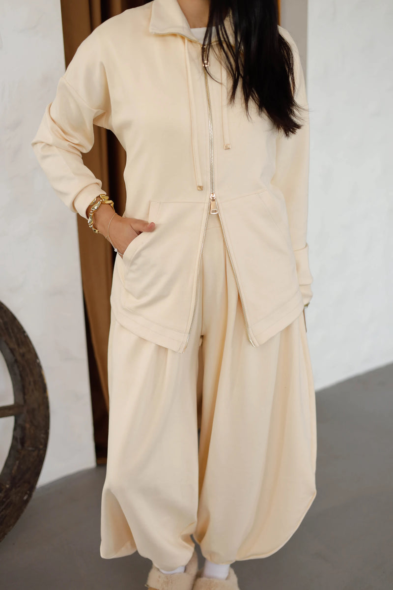 Bomber Sweat Takım – Krem