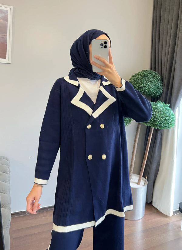 İkili Blazer Triko Takım - Lacivert