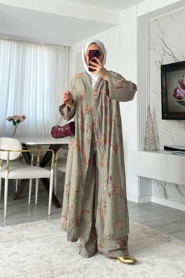 Bahar İkili Kimono Takım - Yeşil