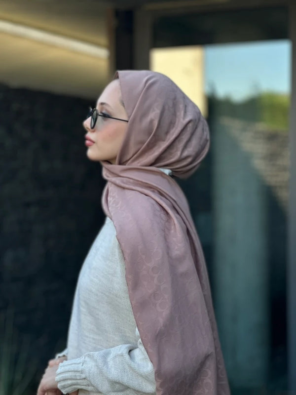 Desenli Pamuk Şal - Vizon