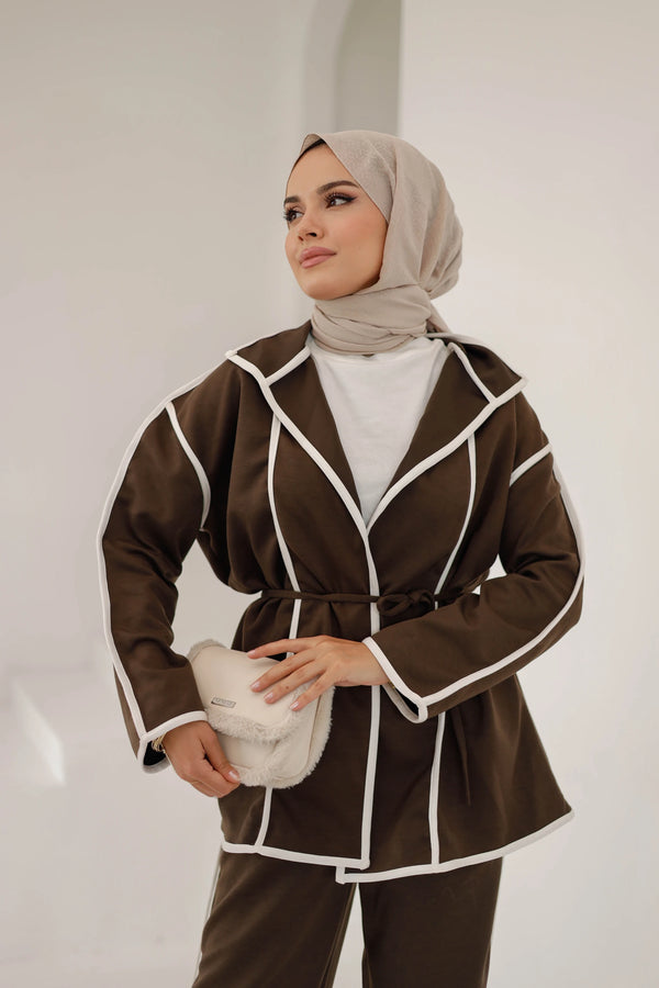 Biyeli Ceket Pantolon Takım - Kahverengi