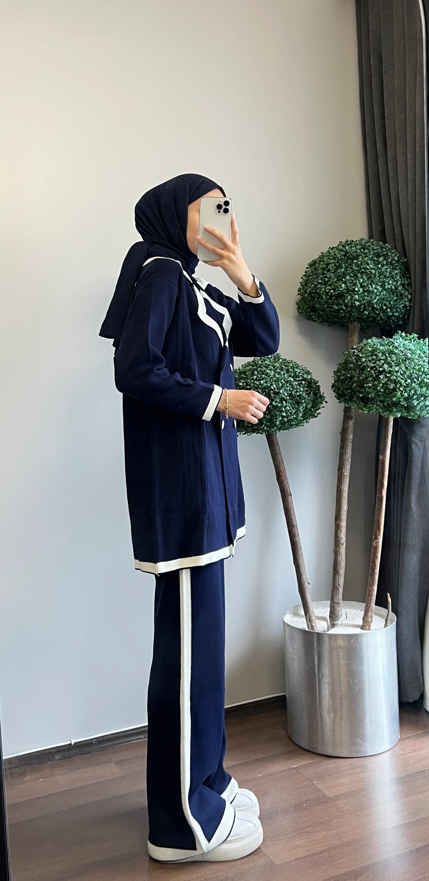 İkili Blazer Triko Takım - Lacivert