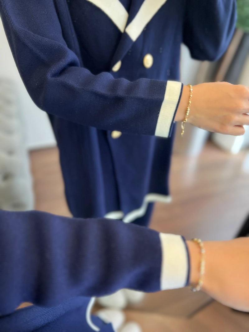 İkili Blazer Triko Takım - Lacivert
