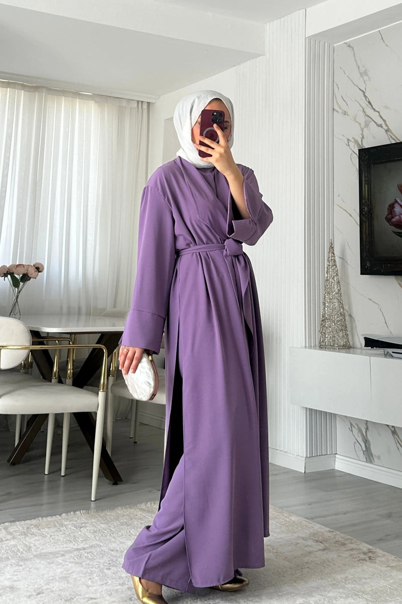 Noir 3'lü Abaya Set - Lavanta