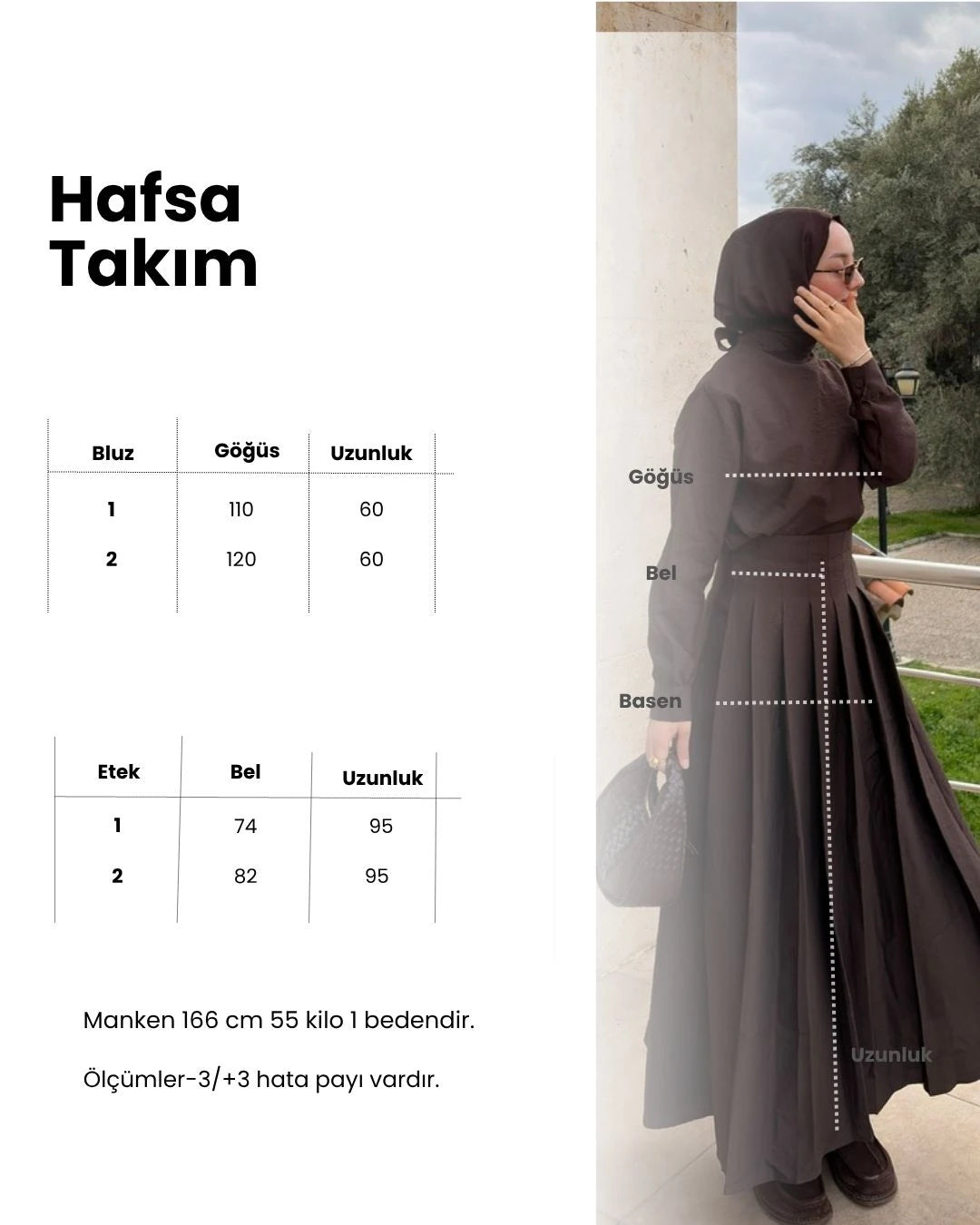 Hafsa Bluz Etek Takım - Acı Kahve