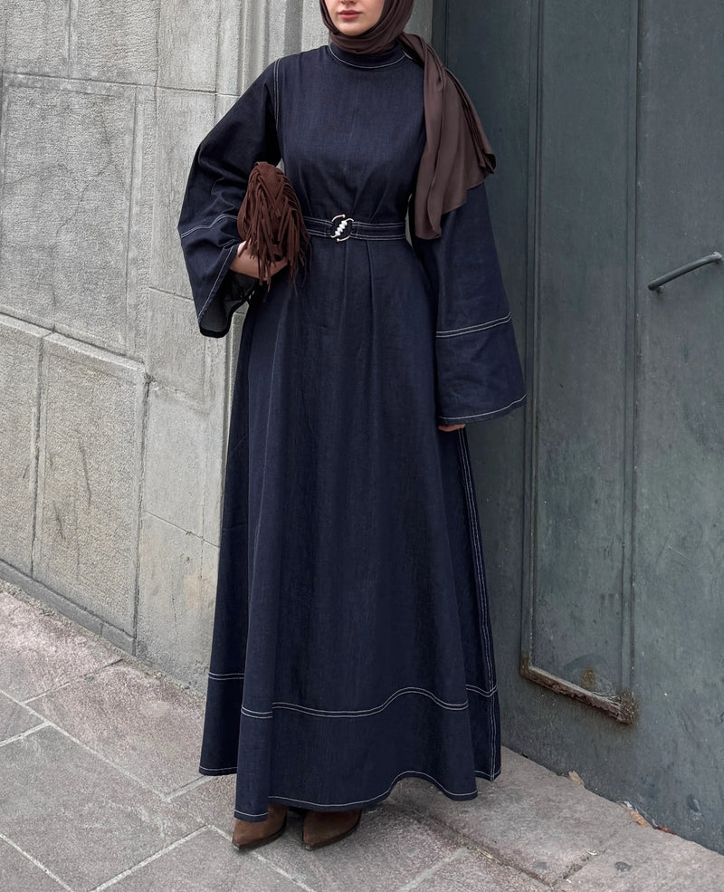 Çan Model Denim Elbise - Lacivert