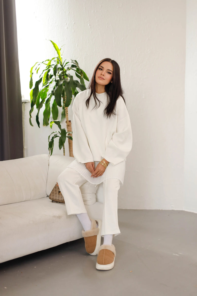 Fara Sweat Pantolon Takım - Beyaz
