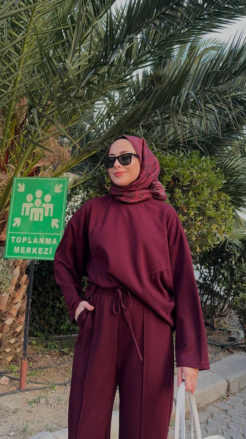 Fara Sweat Pantolon Takım - Bordo