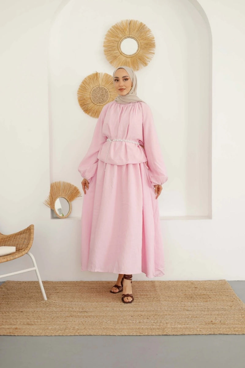Dream Soft Bluz Etek Takım - Pembe