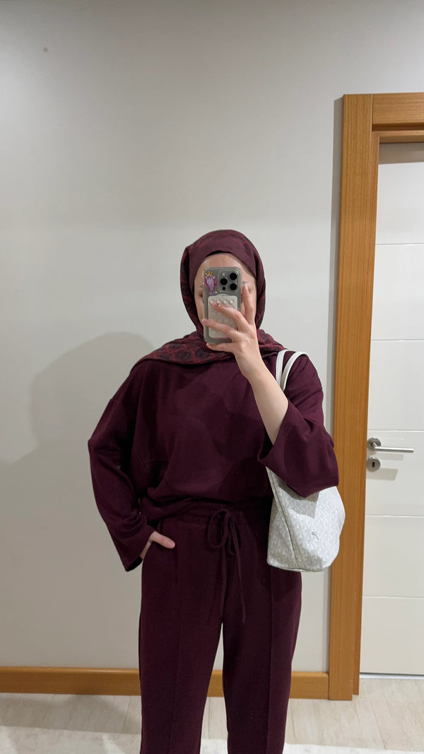 Fara Sweat Pantolon Takım - Bordo