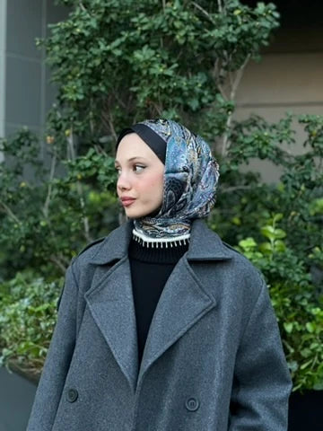 Retro Desen Soft Şal - Mürdüm