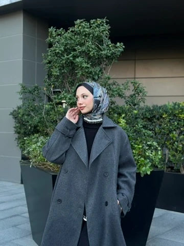 Retro Desen Soft Şal - Mürdüm