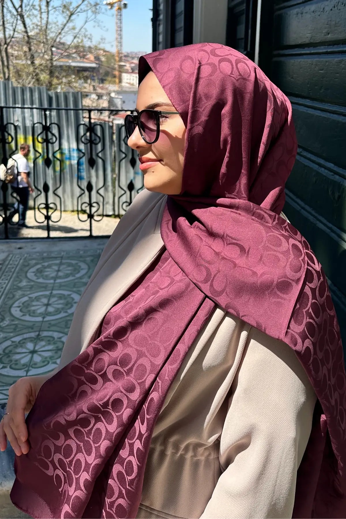 Elegant Line Şal - Mürdüm