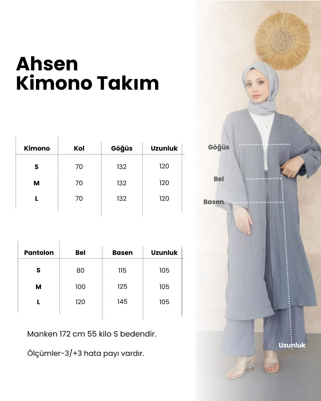 Ahsen Kimono Takım - Gri