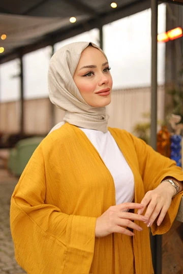 Zebra Desen Jakarlı Şal - Krem