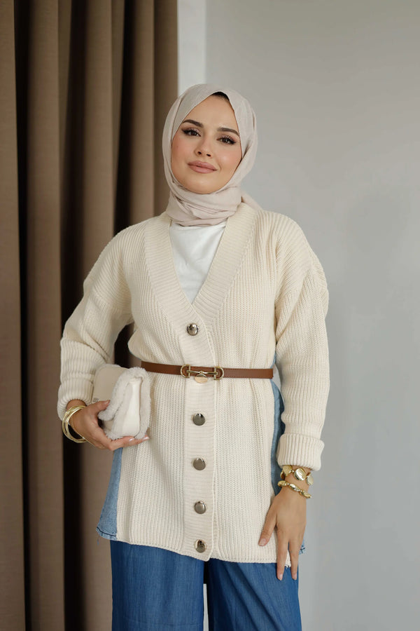 Lina Kot Detaylı Hırka - Krem
