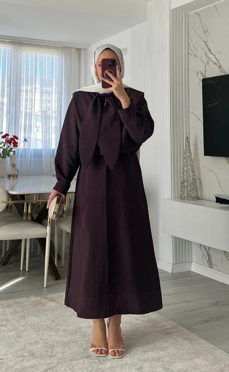 Gloria Bağlama Detay Modal Elbise - Bordo