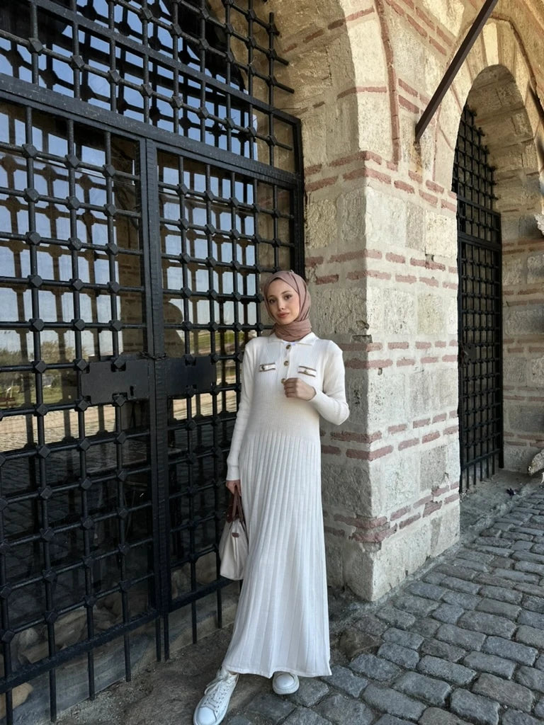 Gize Triko Elbise - Ekru