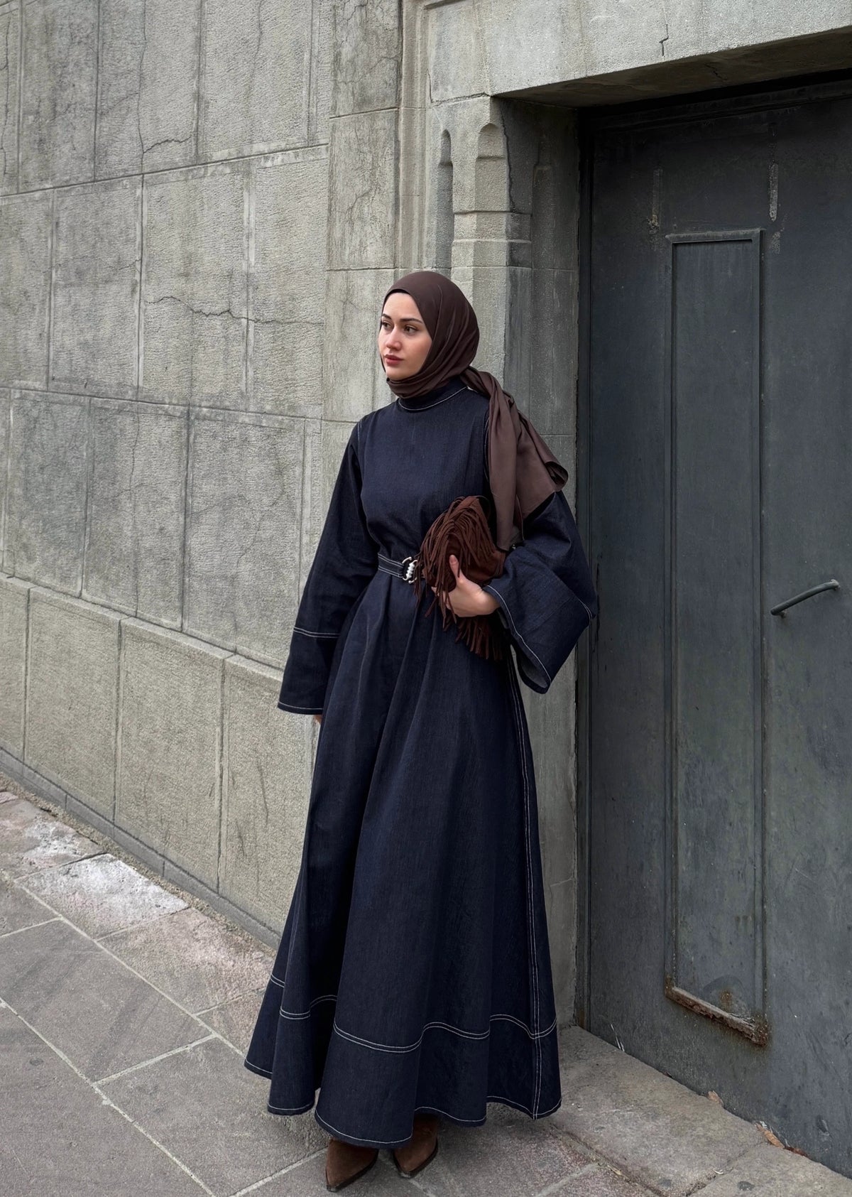 Çan Model Denim Elbise - Lacivert